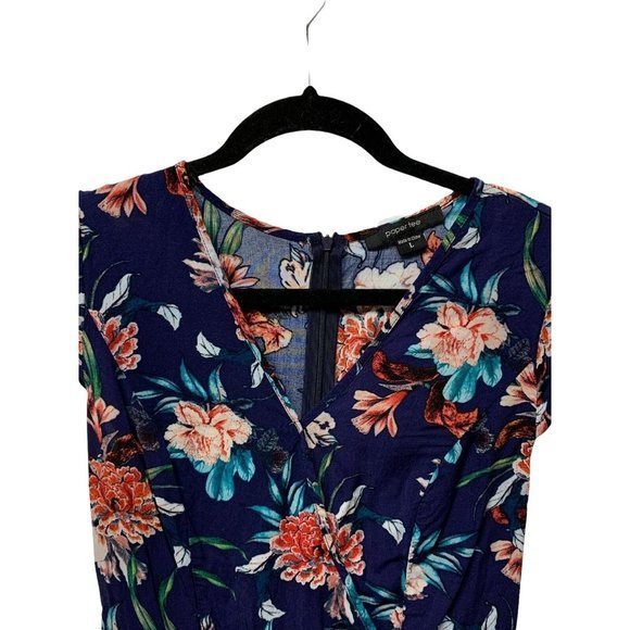 4/$20 Paper Tee Romper Womens L Faux Wrap Floral Coquette Cottagecore Spring - Picture 6 of 8